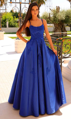 Clarisse 810878 A-Line Beaded Lace Glitter Floor-Length Lace Dress
