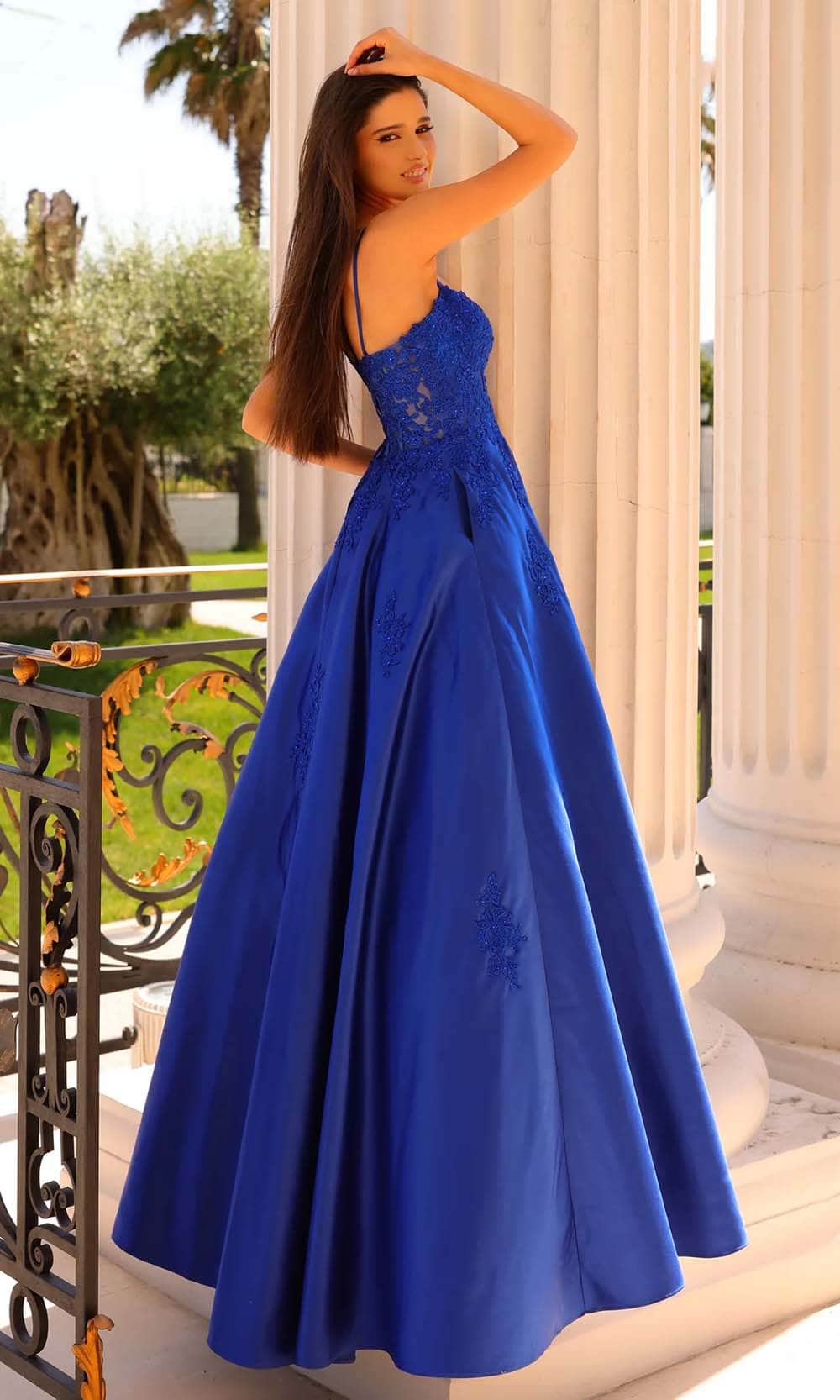 Clarisse 810878 A-Line Beaded Lace Glitter Floor-Length Lace Dress
