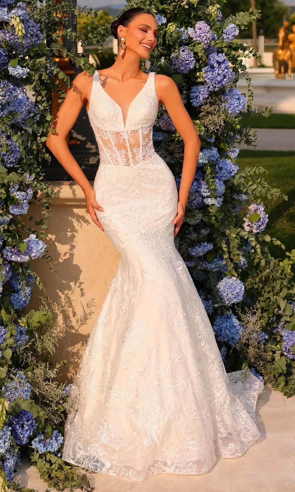 Clarisse 810885 - Embroidered Mermaid Prom Gown Special Occasion Dress 00 / White