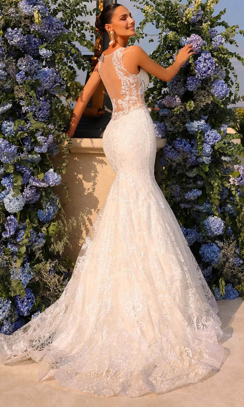 Clarisse 810885 Mermaid V-Neck Lace Corset Floor-Length Lace Dress