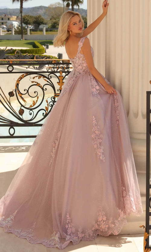 Clarisse 810888 Sequin Lace Corset Floor-Length Lace Dress