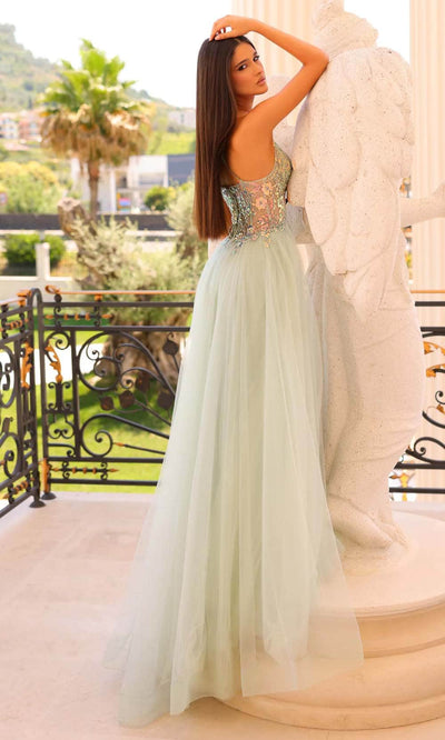 Clarisse 810966 A-Line V-Neck Sequin Beaded Floor-Length Lace Dress