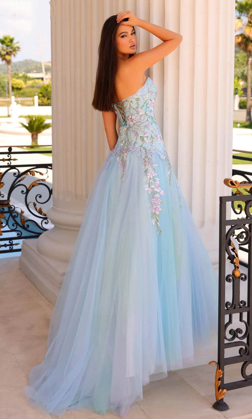 Clarisse 810971 A-Line Strapless Lace Corset Floor-Length Tulle Dress