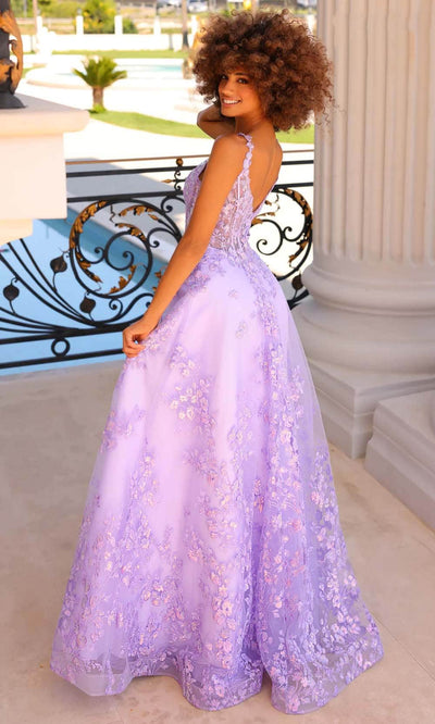 Clarisse 810974 Formal A-Line V-Neck Sequin Lace Floor-Length Lace Dress
