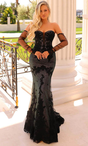 Clarisse 810983 Mermaid Strapless Beaded Lace Floor-Length Lace Dress