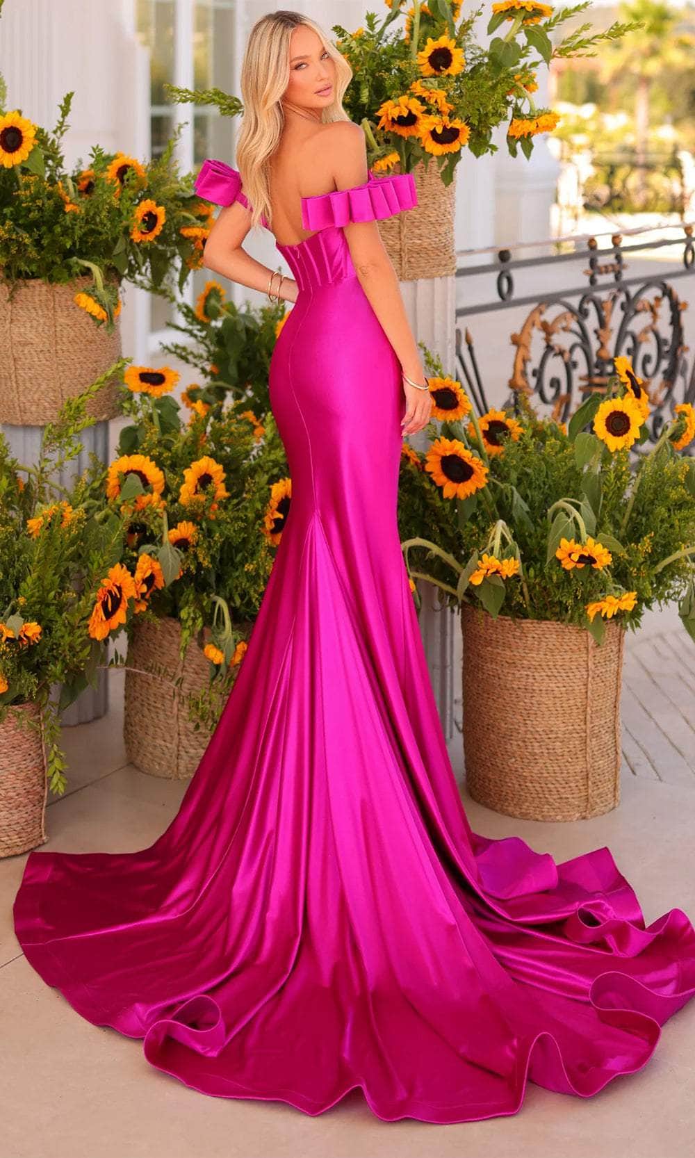 Clarisse 811160 Formal Corset Open-Back Ruffled Blend Dress