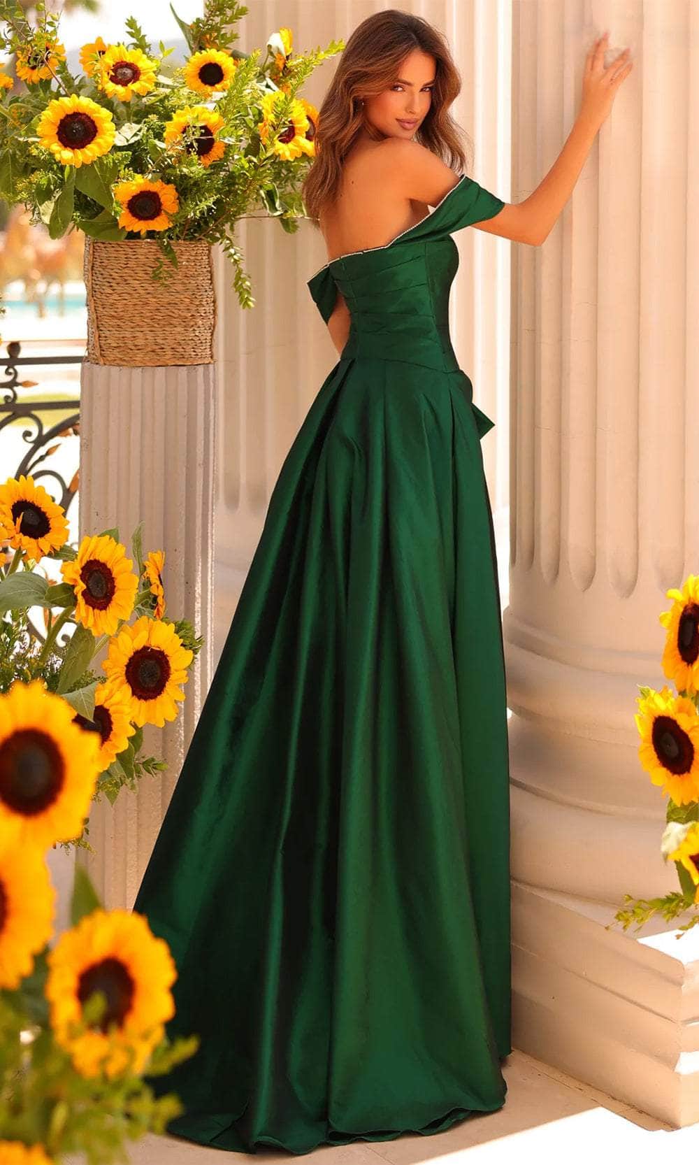 Clarisse 811166 Off-Shoulder Open-Back Slit Blend Dress