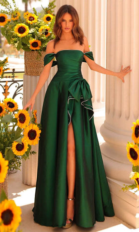 Clarisse 811166 Off-Shoulder Open-Back Slit Blend Dress