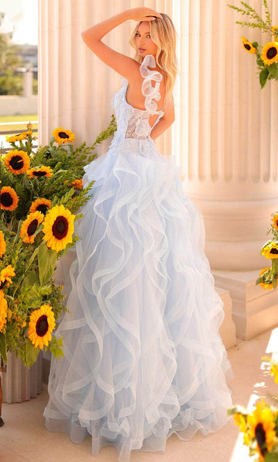 Clarisse 811226 Prom V-Neck Beaded Floor-Length Blend Dress