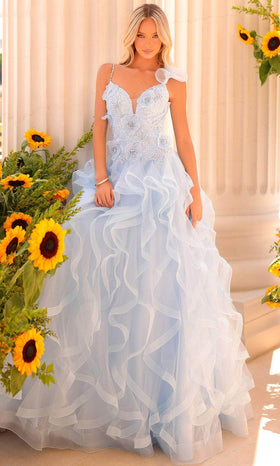 Clarisse 811226 Prom V-Neck Beaded Floor-Length Blend Dress