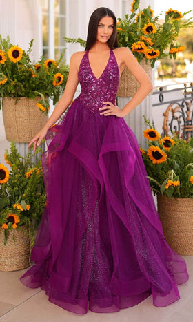Clarisse 811281 Formal Halter Sequin Floor-Length Sequin Dress