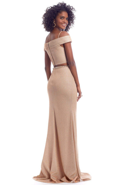 Clarisse - 8148 Two Piece Off-Shoulder Sheath Dress Prom Dresses 0 / Champagne