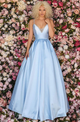 Clarisse 8199 Formal Prom A-Line V-Neck Beaded Floor-Length Lace Dress