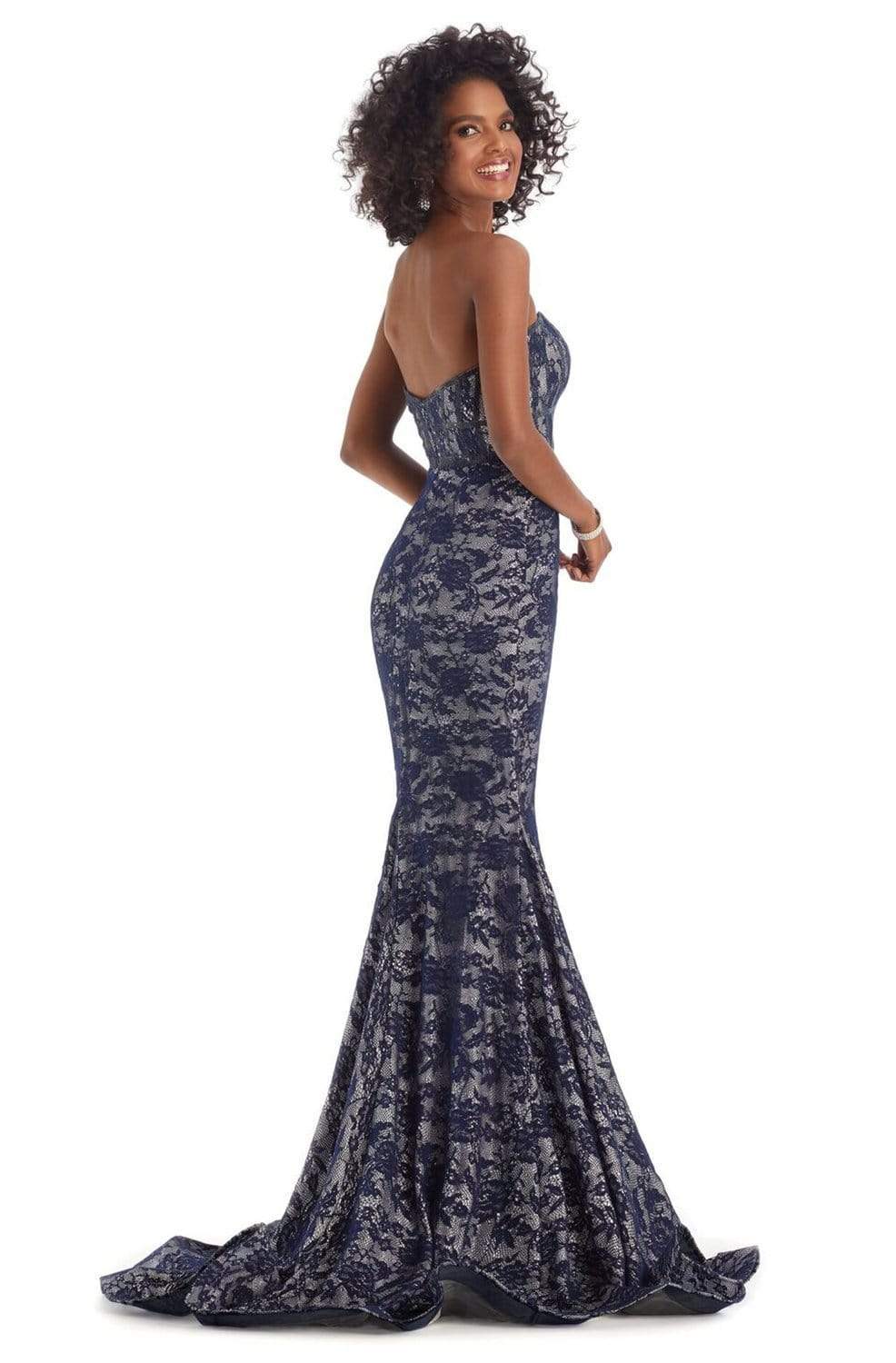 Clarisse 8242 Mermaid Strapless Beaded Lace Floor-Length Lace Dress