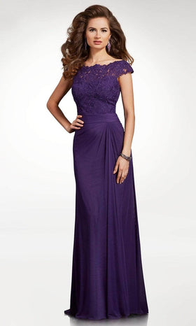 Clarisse M6531 Sheath Sweetheart Beaded Lace Floor-Length Chiffon Dress