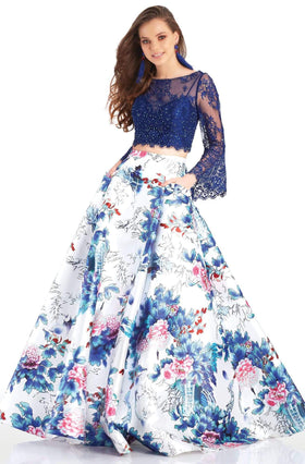 Clarisse 4977 Evening Two-Piece Sweetheart Beaded Floor-Length Lace Dress