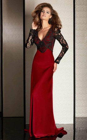 Clarisse M6222 Evening Formal A-Line V-Neck Lace Floor-Length Lace Dress