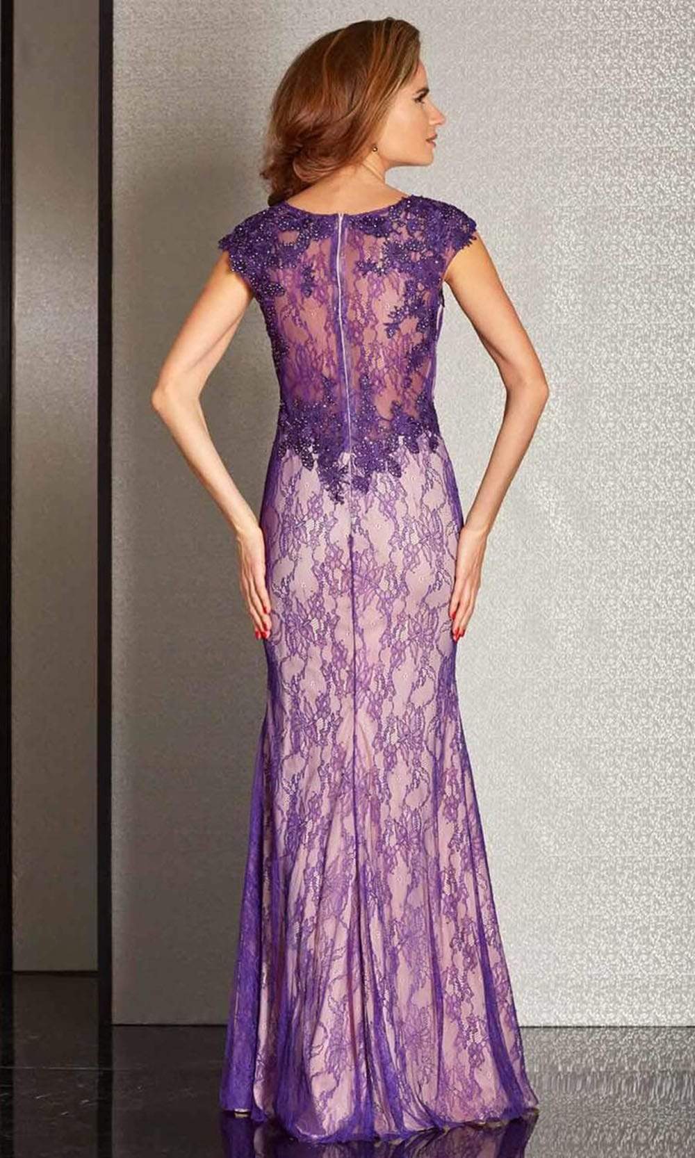 Clarisse M6236 Evening Formal Illusion Lace Floor-Length Lace Dress