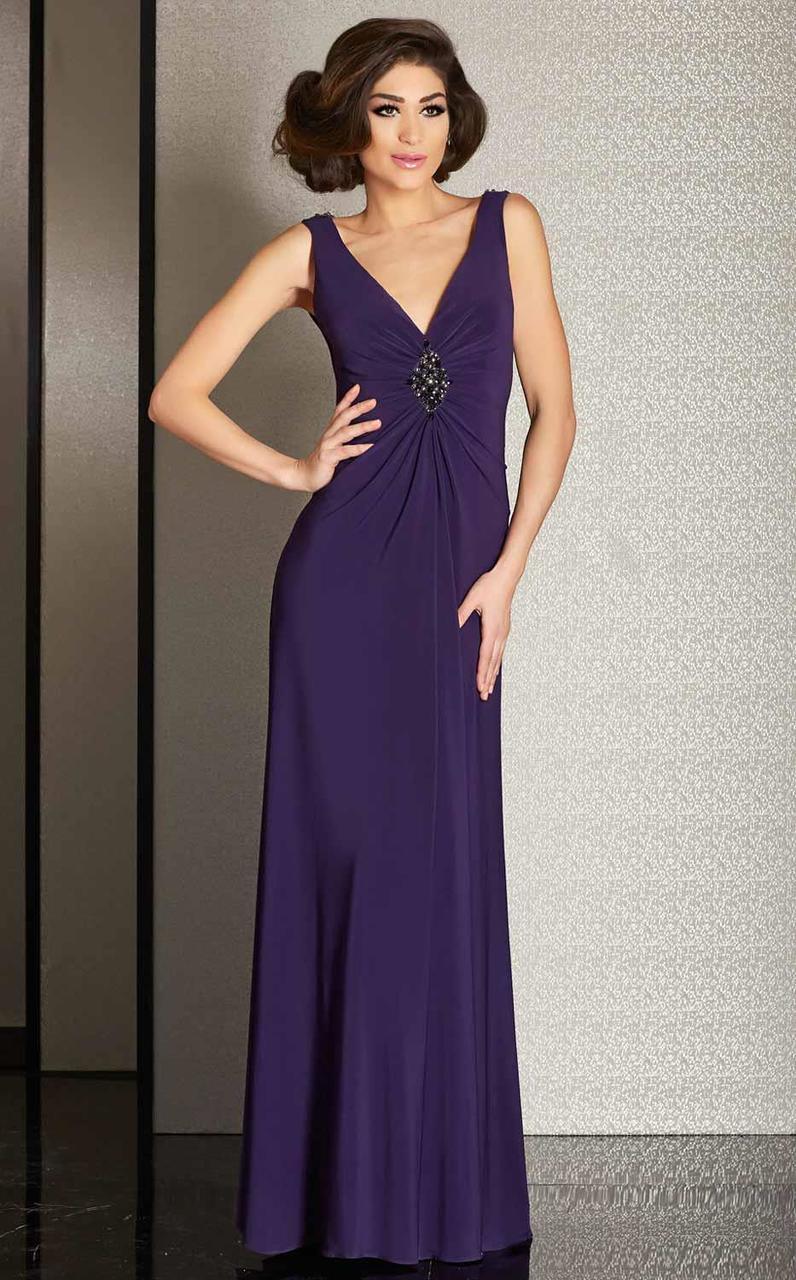 Clarisse M6252 Evening Sheath V-Neck Beaded One-Of-A-Kind Blend Dress
