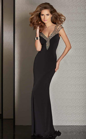Clarisse M6259 Evening Sheath V-Neck Lace Floor-Length Lace Dress