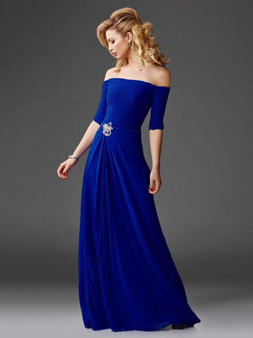 Clarisse - M6404 Quarter Sleeve Off-Shoulder Gown Special Occasion Dress
