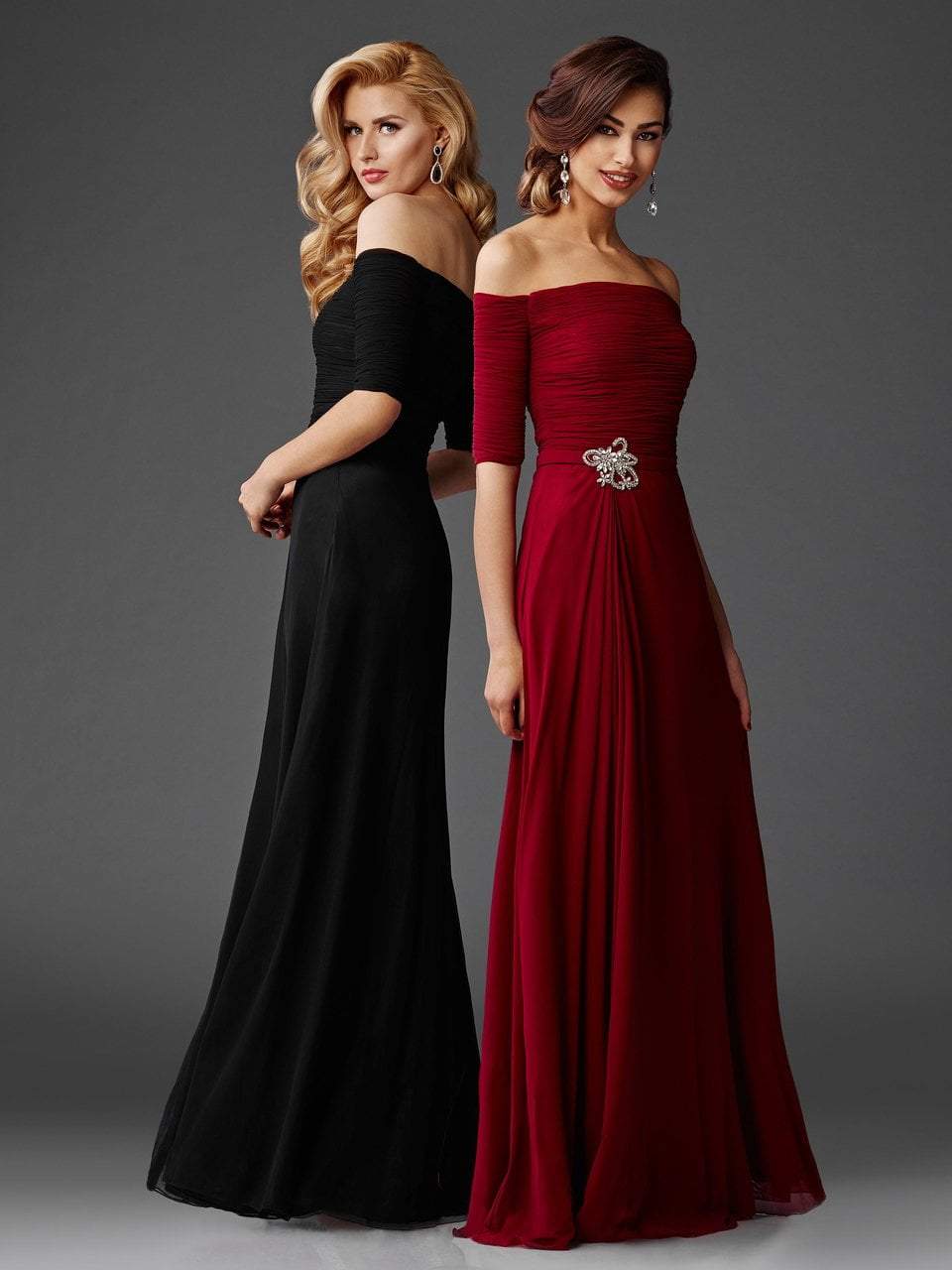 Clarisse - M6404 Quarter Sleeve Off-Shoulder Gown Special Occasion Dress