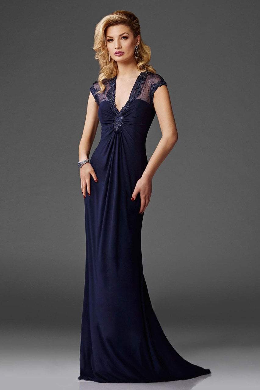 Clarisse M6412 Formal Sheath V-Neck Beaded Lace Floor-Length Lace Dress