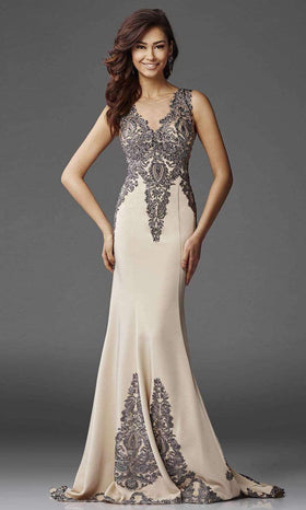 Clarisse M6419 Sheath Sweetheart Beaded Lace Floor-Length Satin Dress