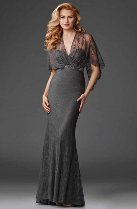 Clarisse M6435 Evening Sheath V-Neck Beaded Floor-Length Lace Dress