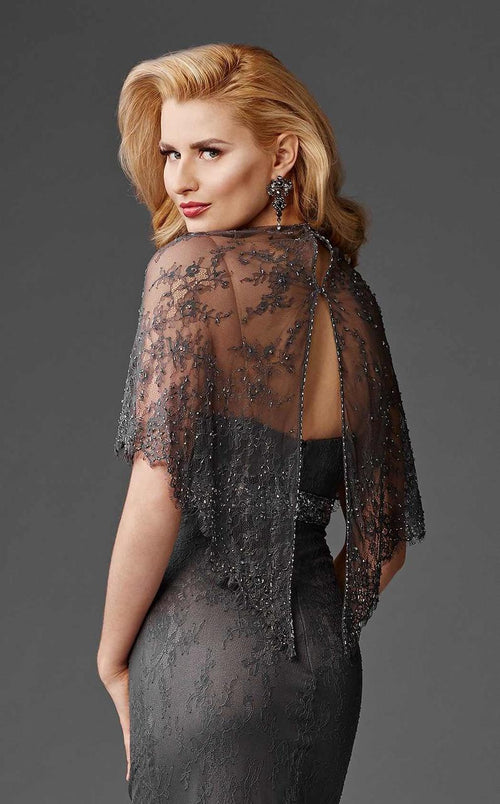 Clarisse M6435 Evening Sheath V-Neck Beaded Floor-Length Lace Dress