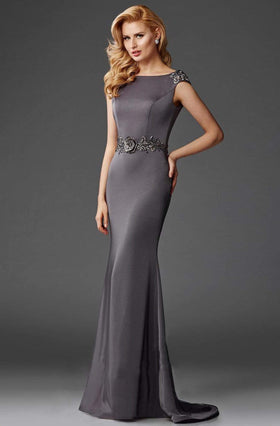 Clarisse M6447 Formal Sheath Beaded Lace Floor-Length Satin Dress