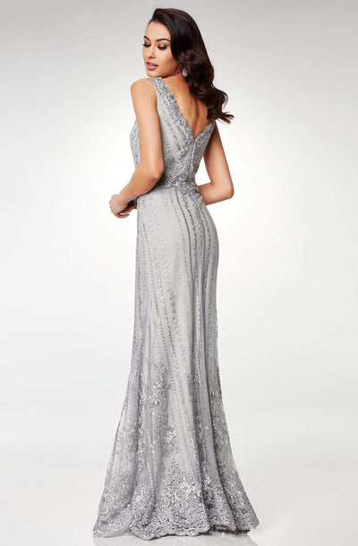 Clarisse M6501 Formal Sheath V-Neck Beaded Lace Floor-Length Lace Dress