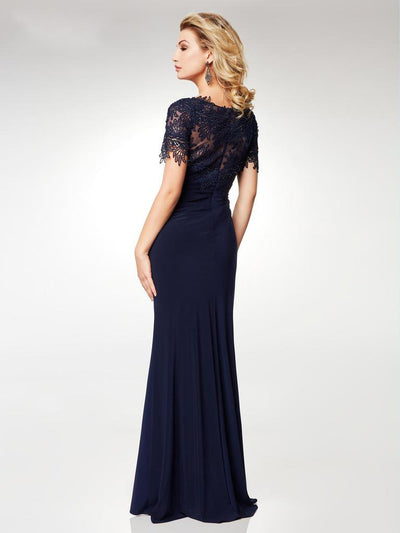 Clarisse M6517 Evening Fit-and-Flare Illusion Lace Floor-Length Chiffon Dress
