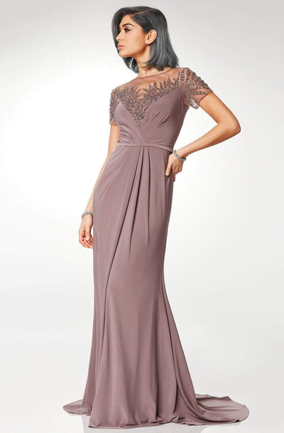 Clarisse M6532 Formal Sheath Illusion Beaded Floor-Length Jersey Dress