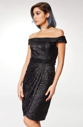 Clarisse M6561 Sheath Off-Shoulder Beaded Floor-Length Blend Dress