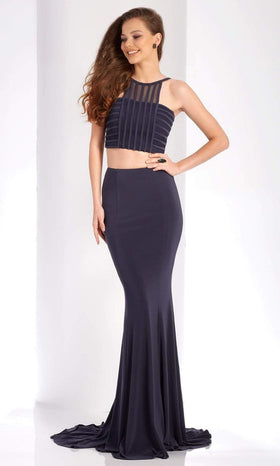 Clarisse 3559 Evening Formal Prom Halter Floor-Length Mesh Dress