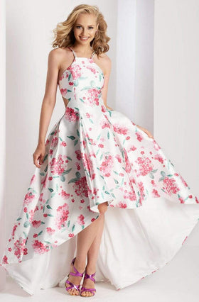 Clarisse 3564 Evening Formal High-Low Halter Floor-Length Mikado Dress