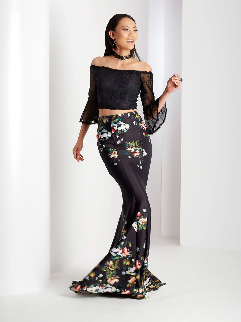 Clarisse 3566 Formal Prom Off-Shoulder Lace Floor-Length Lace Dress