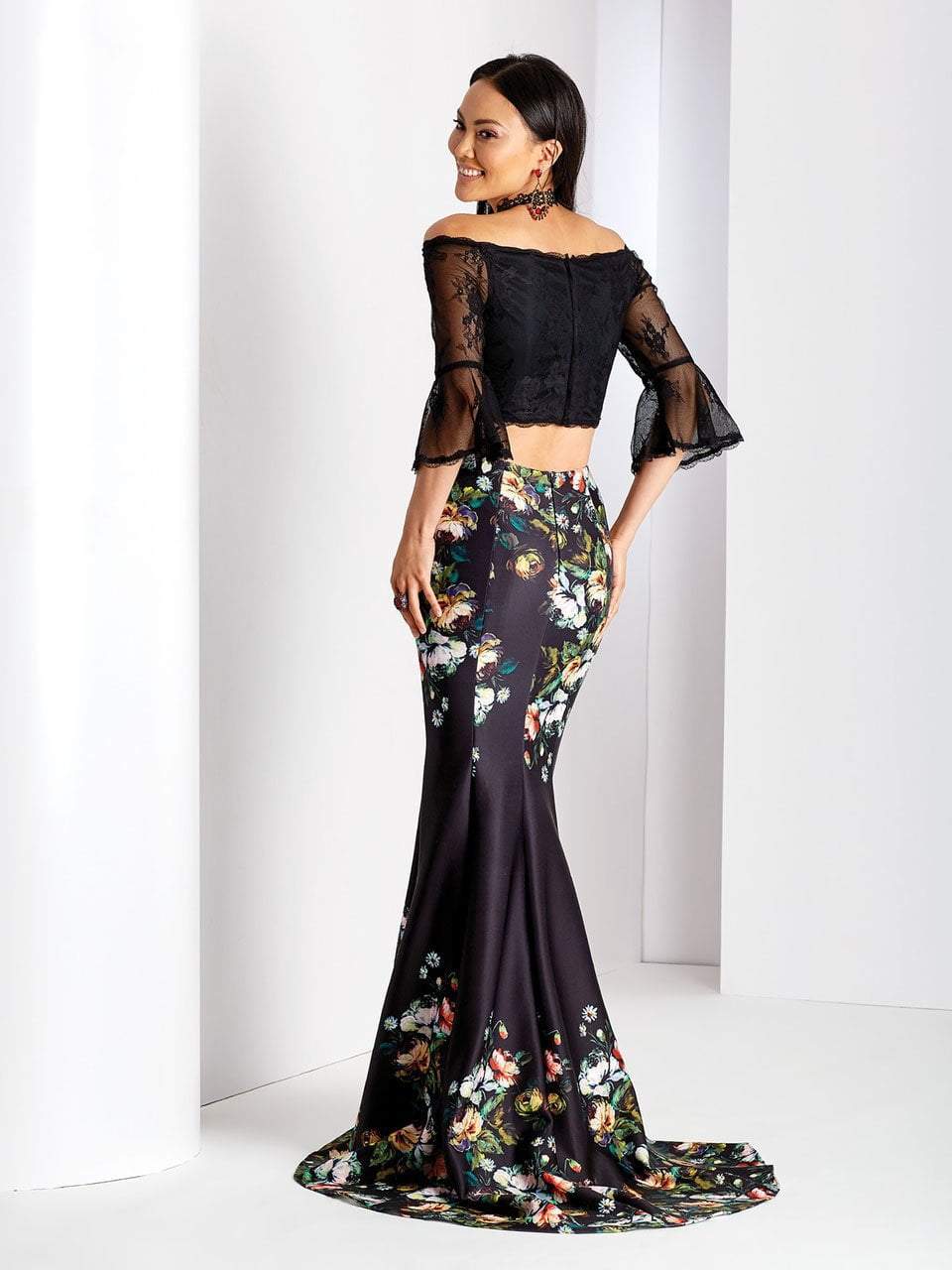 Clarisse 3566 Formal Prom Off-Shoulder Lace Floor-Length Lace Dress