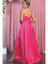 May Queen MQ1846 Strapless A-Line Classy Bridesmaid Satin Dress
