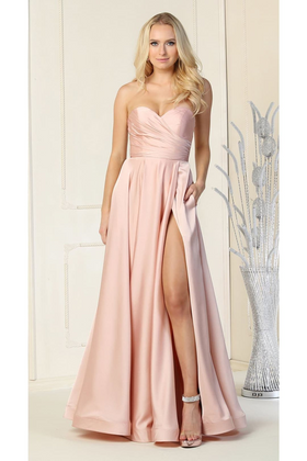 Blush Bridesmaid Dresses in Satin and Plus Size Gowns by MQ1846