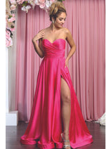 May Queen MQ1846 Strapless A-Line Classy Bridesmaid Satin Dress