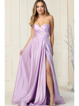 May Queen MQ1846 Strapless A-Line Classy Bridesmaid Satin Dress