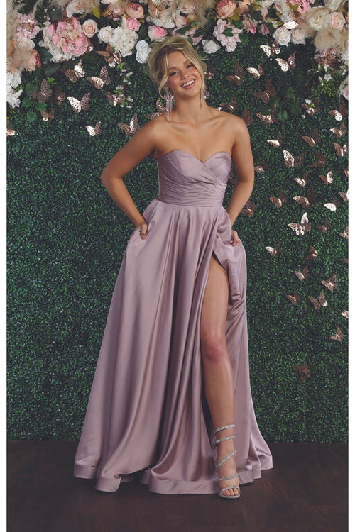 Classy Bridesmaid Satin Dress - VICTORIAN LILAC / 4