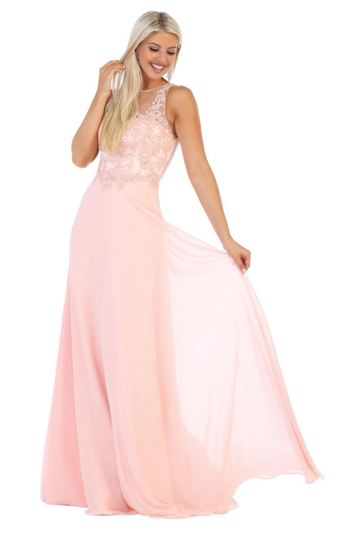 Classy Bridesmaids Long Dress - BLUSH / 6 - Dress