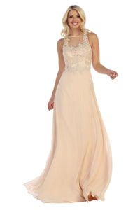 Classy Bridesmaids Long Dress - CHAMPAGNE / 4 - Dress