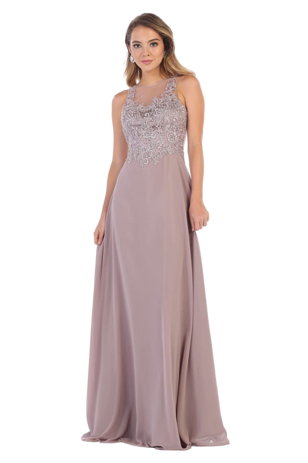 Classy Bridesmaids Long Dress - MAUVE / 4 - Dress