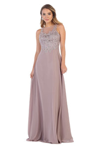 Classy Bridesmaids Long Dress - MAUVE / 4 - Dress
