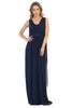 Classy Bridesmaids Long Simple Dress And Plus Size - NAVY BLUE / 4