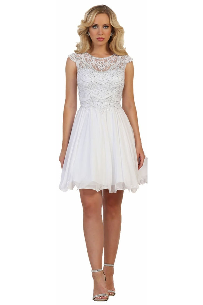 Classy Graduation Dress - White / 6